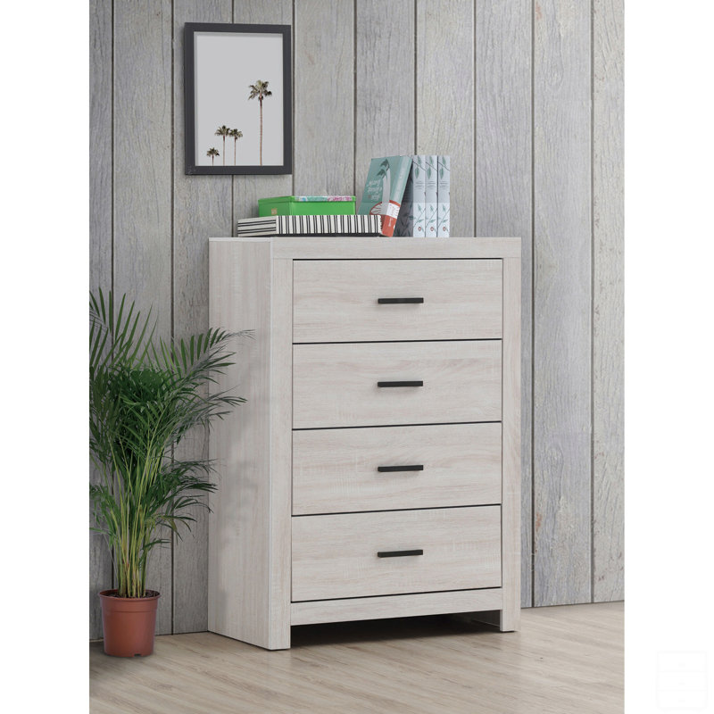 Commode rectangulaire à 4 tiroirs, Blanchies