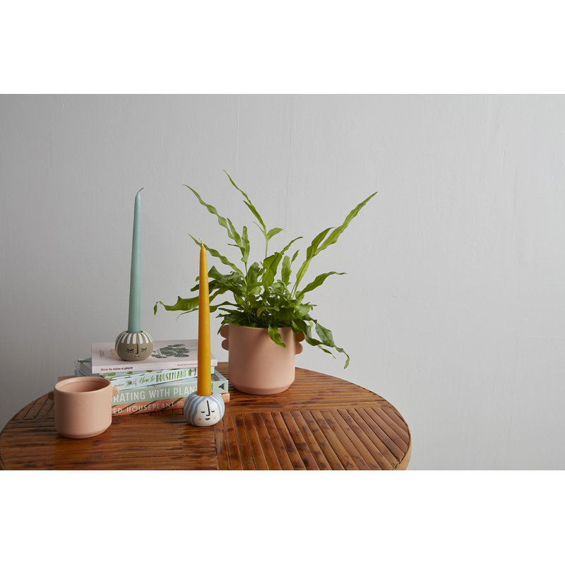 Vallon Ceramic Pot Planter, Orange, 5" H x 6.5" W x 5" D