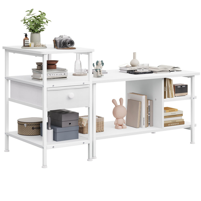 Alexcya Coffee Table with Storage, White, White