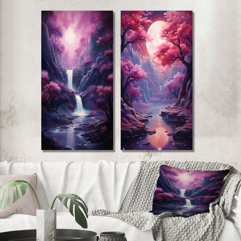 Surréalisme prune cosmique Cascade, H 28 po x l 24 po