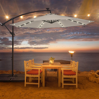 Sejada 10' Lighted Cantilever Umbrella with Crank Lift