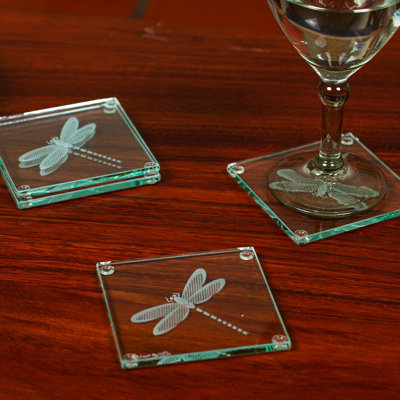 Ballintoy Glass Square 4 Piece Coaster Set