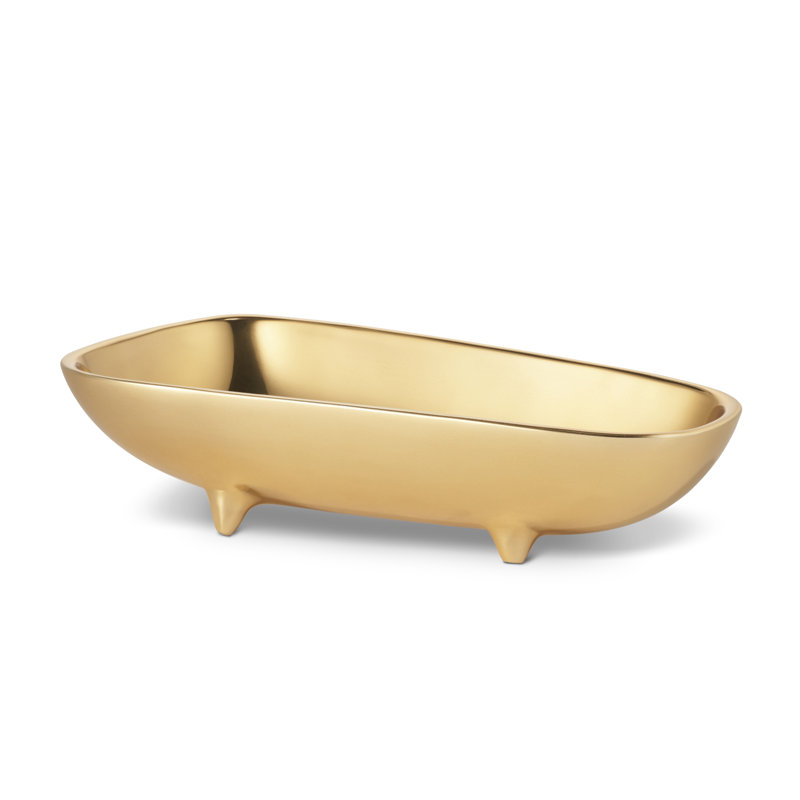 Gold Brass Abstract Footed Snack Bowl