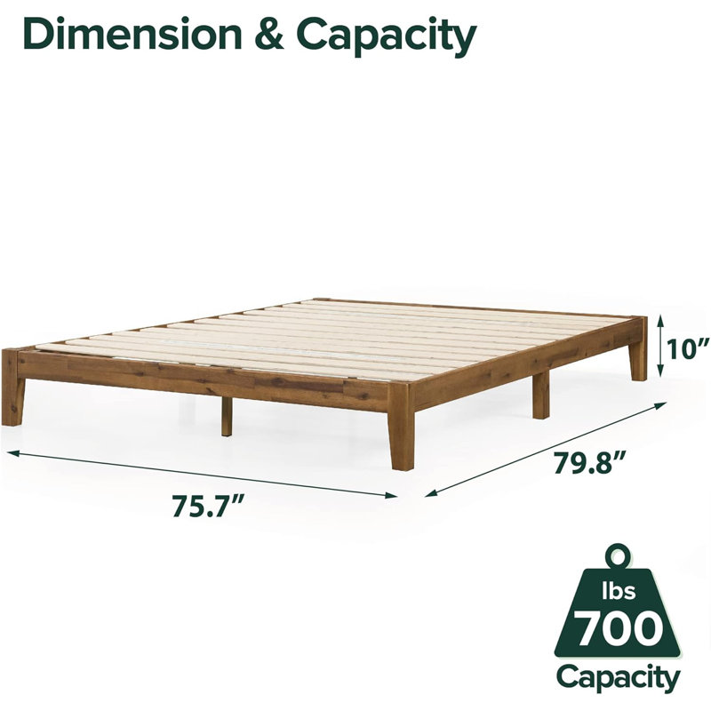 Solid Wood Platform Bed Frame King Size - No Box Spring Needed, Wood Slat Support, Easy Assembly