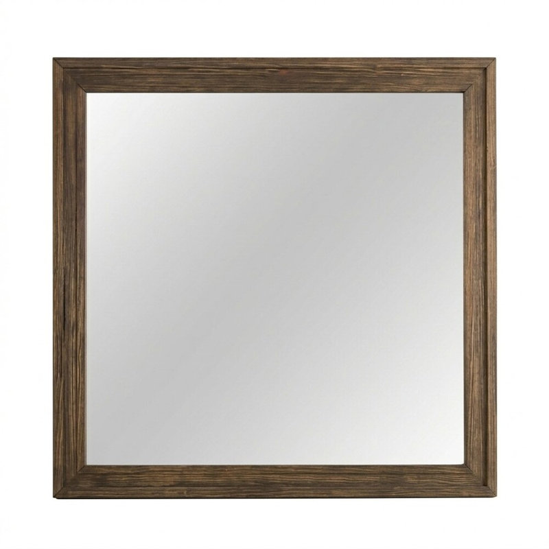 Onyx Walnut 48 In. W X 43 In. H Rustic Rectangle Framed Mirror