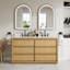 Meuble-lavabo sur pied l 60 po x H 35 po avec structure en bois de chêne, plateau en quartz blanc Carrera, lavabo double, entièrement assemblé
