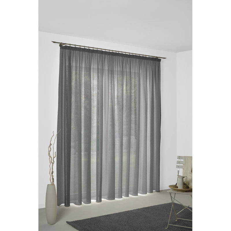 Sunday Semi Sheer Curtain, 142cm Width x 405cm Drop, Dark Grey