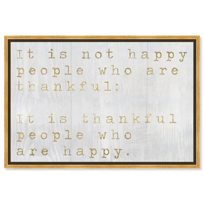 «Happy People Gold, Thankful Life Inspiration Modern Gold», art mural sur toile pour la chambre à coucher