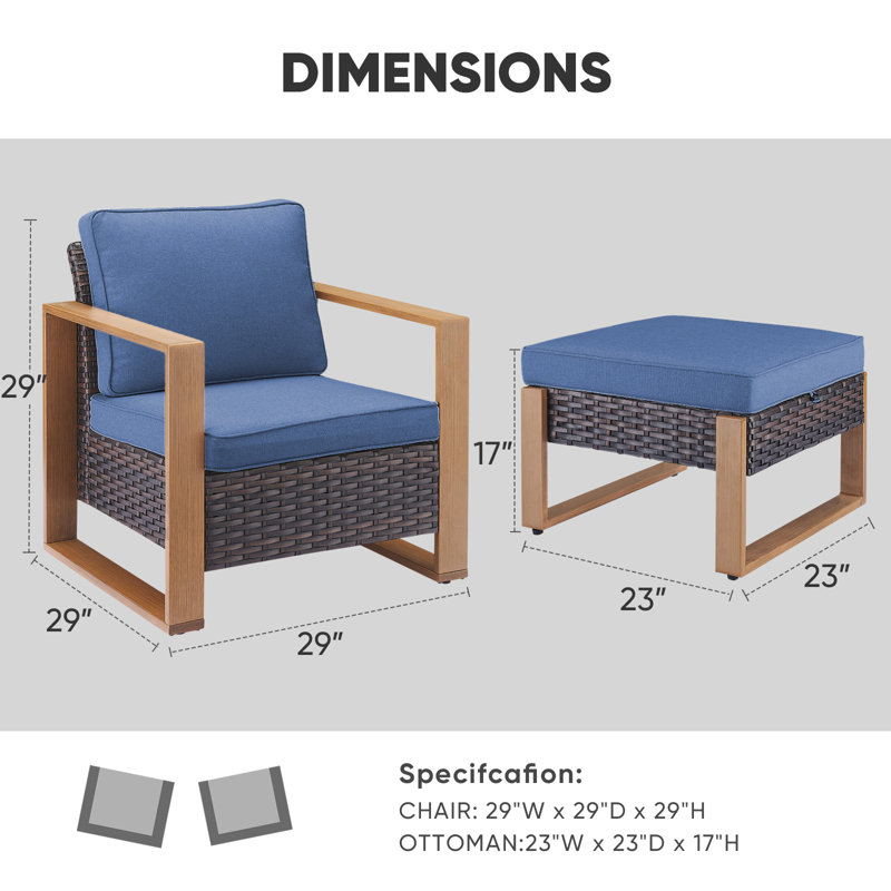 Chaise longue d'extérieur en acier thermolaqué Allcot, Bleu/brun