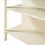 Îlot de cuisine rustique de 45 po avec plateau en bois massif - plateau en noyer et base blanc crème avec 2 tablettes ouvertes pour petits espaces