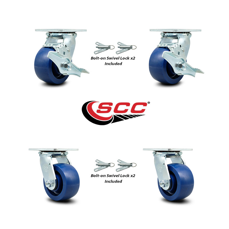4 Piece Polyurethane Caster Set with Ball Bearings