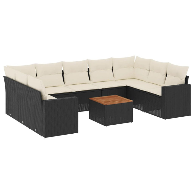 Ensemble de canapé modulaire en rotin PE noir 10 pièces Vidaxl