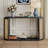 Narrow Console Table With Unique Irregular Top Design, Entryway Table With Open Shelf, Rattan Sofa Table For Living Room Hallway And Entrance-881426378