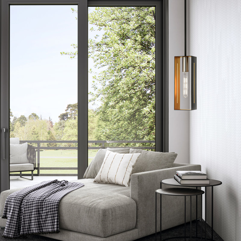Luminaire suspendu simple à 1 lumière Columbus, Noir texturé
