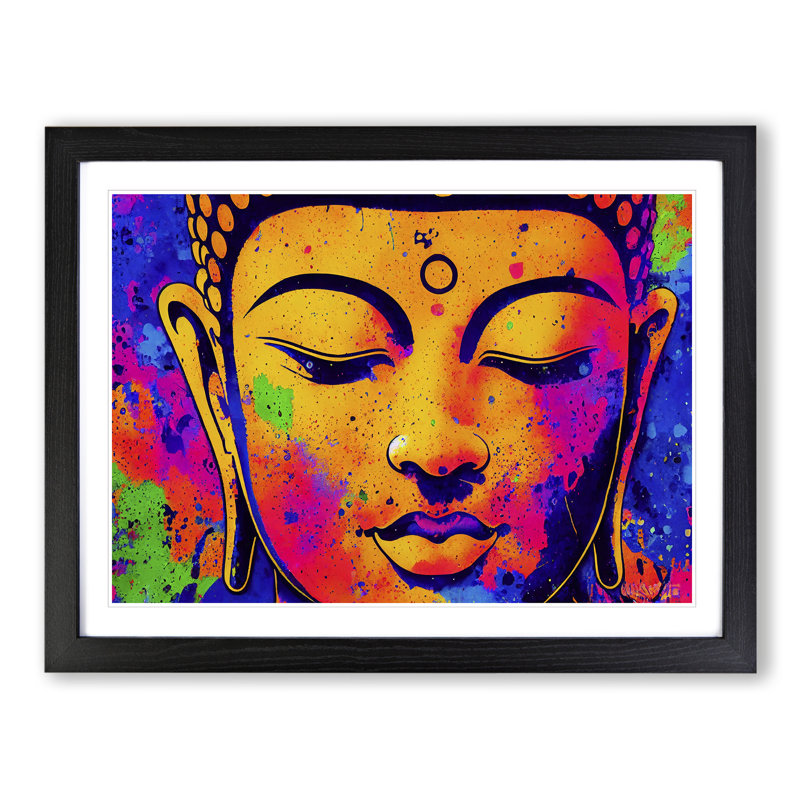 Colourful Buddha Vol.2 Abstract - Single Picture Frame Print, 46cm H x 64cm W x 2cm D, Black