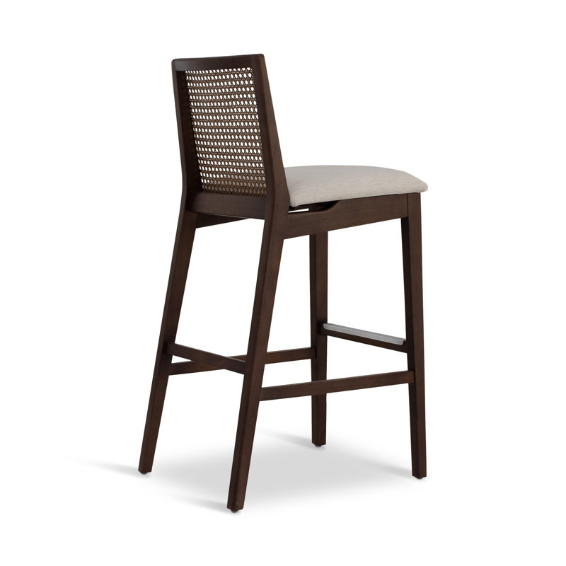 Modern Brazilian Nardia Cane Bar Stool, Bar Stool (29.5" Seat Height), Medley Ivory/Brown/Natural
