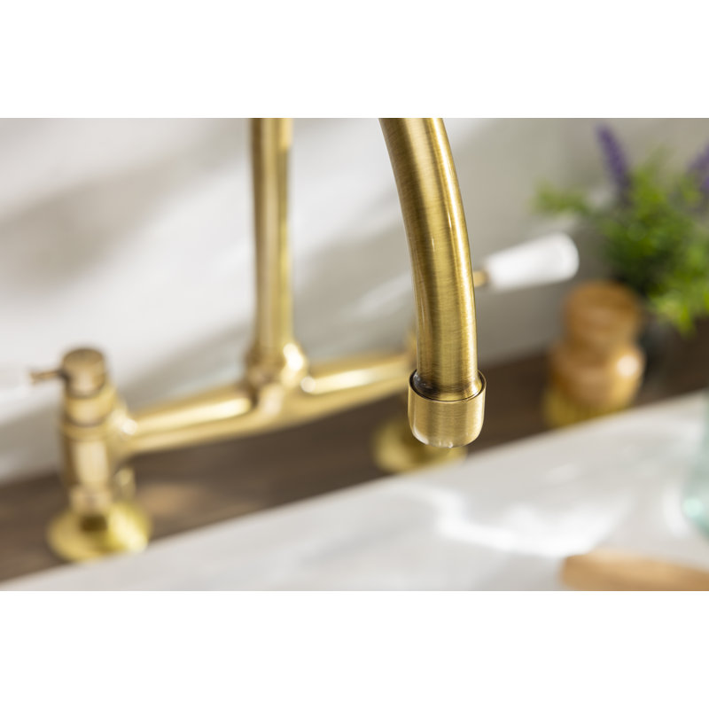 Abode Traditional Bridge Deck Mounted Mixertap, Brushed Gold