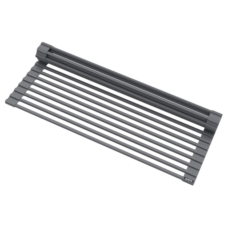 Multipurpose Over-Sink Roll-Up Dish Drying Rack | Colander & Trivet | Dark Grey (10DG), Dark Grey
