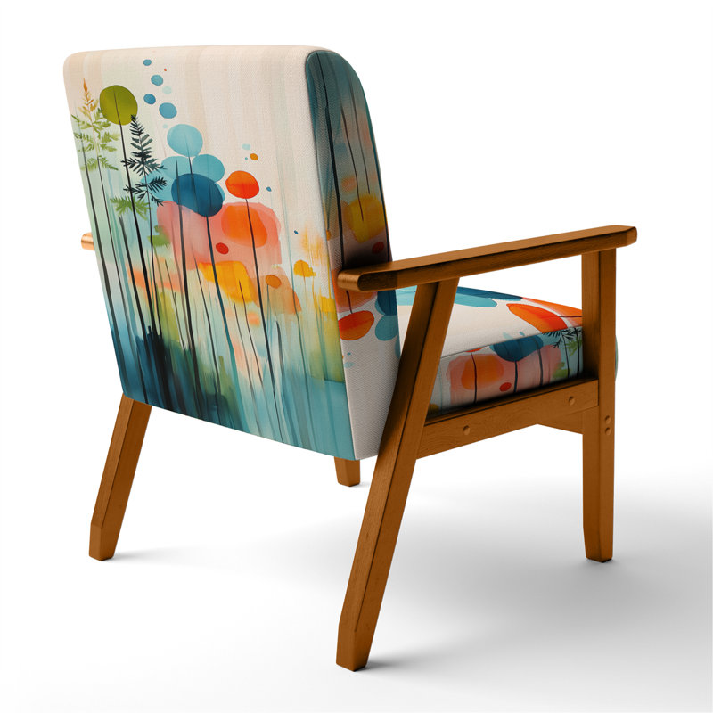 Chaise rembourrée Abstract Botanicals, Brown Square Arms