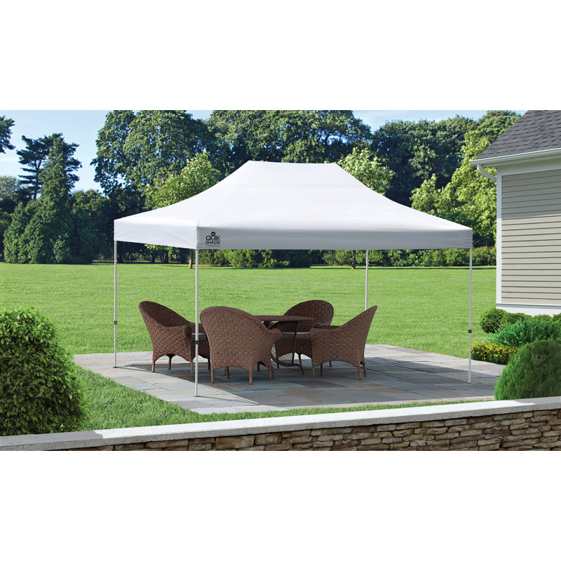 10 Ft x 15 Ft White Steel Pop-Up Canopy Tent
