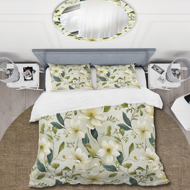 Serene Botanics Tropical Pattern III Duvet Cover, King Duvet Cover + 2 King Shams