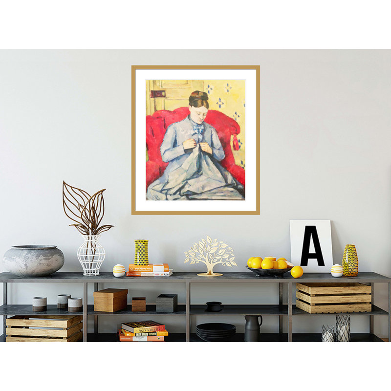 «Madame Cezanne couture» par Paul Cézanne, impression giclée encadrée, H 39,02 po x l 33,5 po