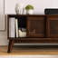 Console de salon 59 pouces, pieds en bois massif - Meuble audio-vidéo foncé pour meuble télé de 65 chambres, console