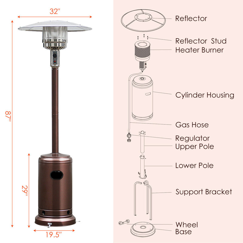 Chauffe-terrasse au propane 48 000 BTU, Bronze