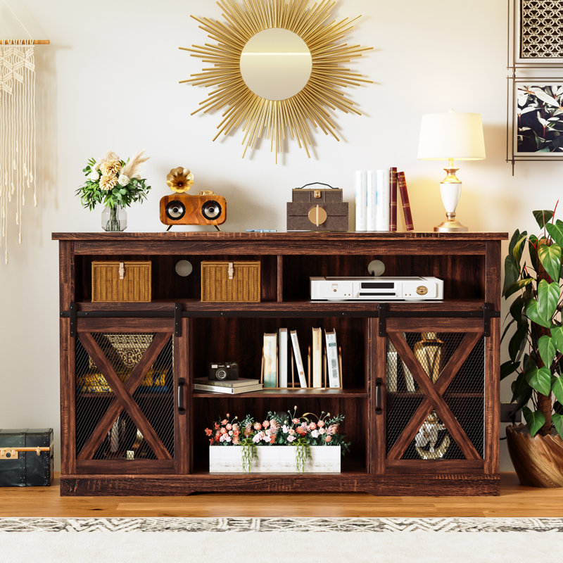 Farmhouse Tv Stand For 65 Inch Tv, Brown
