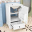 Meuble-lavabo Farmhouse avec lavabo en céramique, tiroir, porte à fermeture en douceur et tablette réglable-1410144342