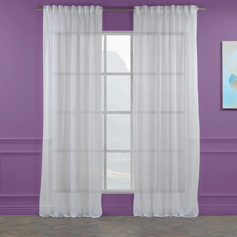 Extra Wide & Extra Long Sheer Curtain Panels, 52" W x 84" L, White