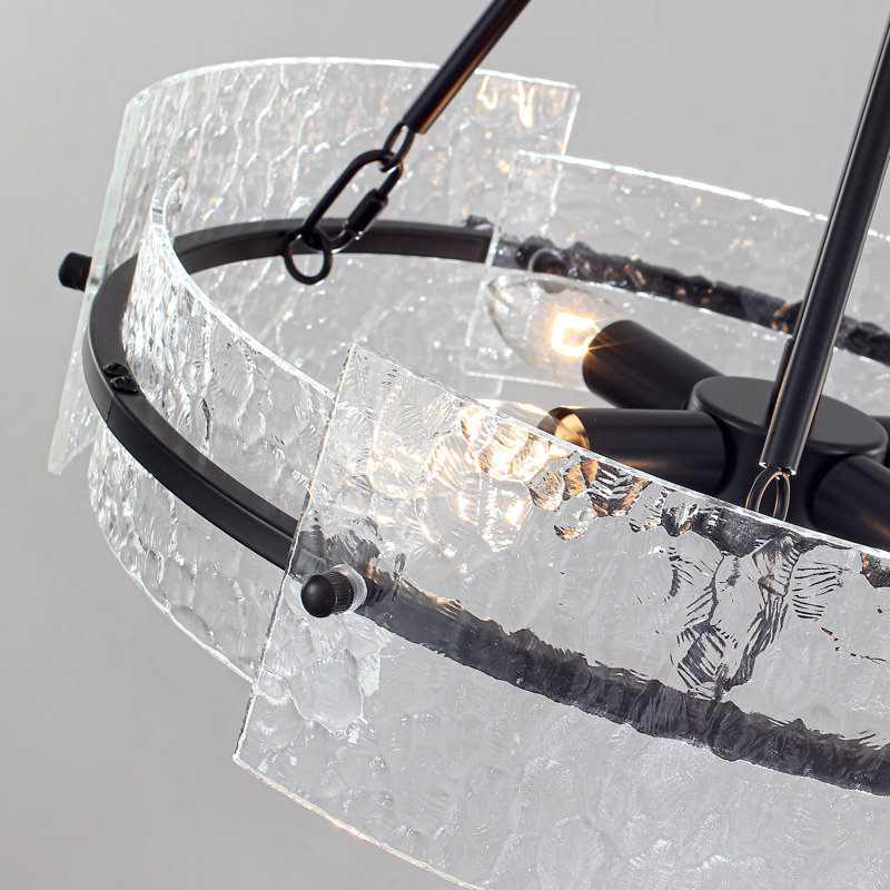Lustre de ferme moderne à 4 lumières à abat-jour en verre à intensité variable