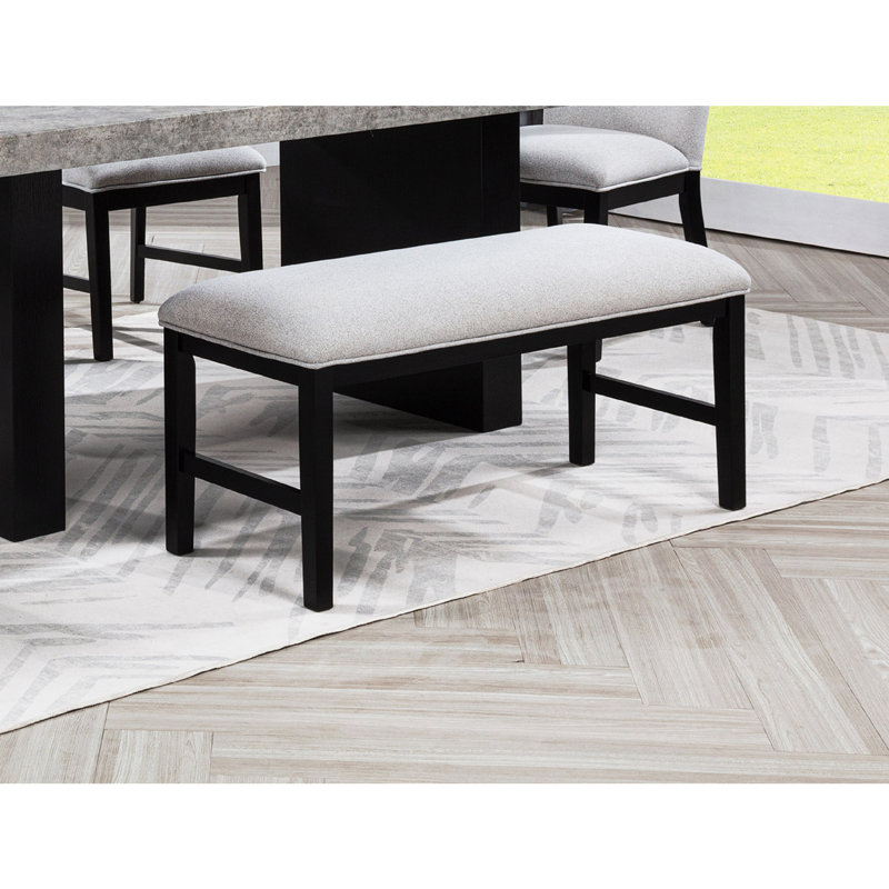 1Pc Light Gray Upholstered Bench