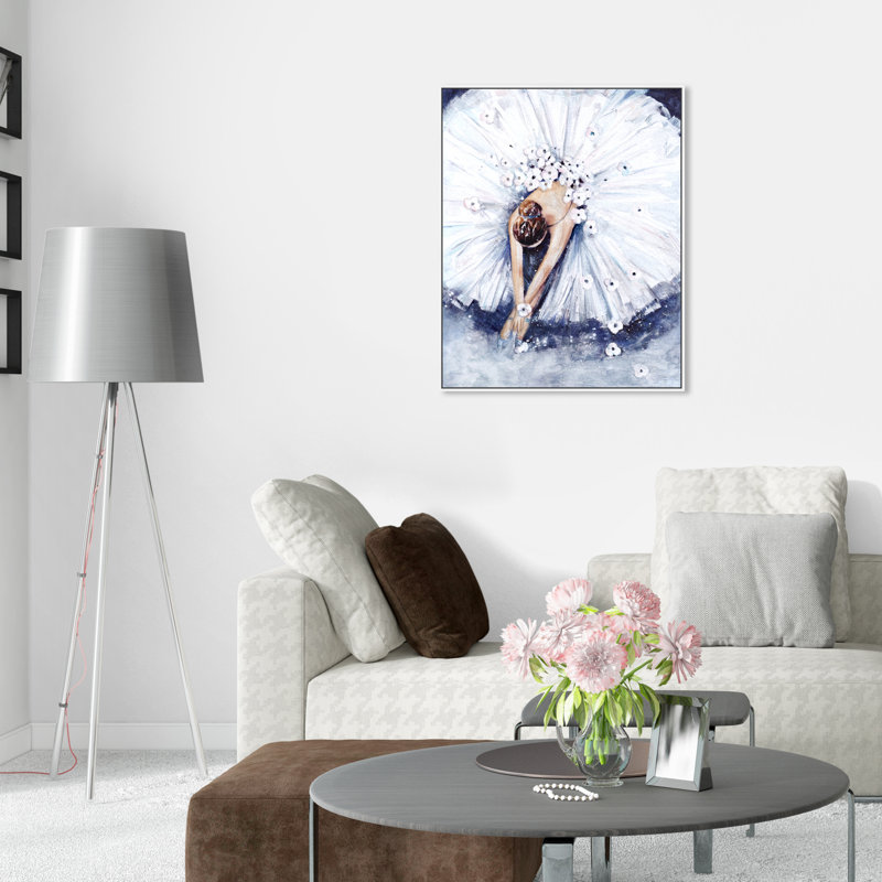 " Doll Memories - Ballerina " Painting Print, 36" H x 30" W , White Framed