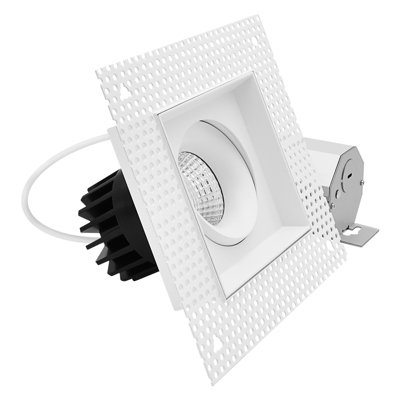 Luminaire encastré carré à 1 tête et sans cadre LUXRITE, pivotant à 360 ° + 15 °, 5CCT, CRI90, 15W, 1000LM, faisceau 60 °, double intensité variable, IC et humide