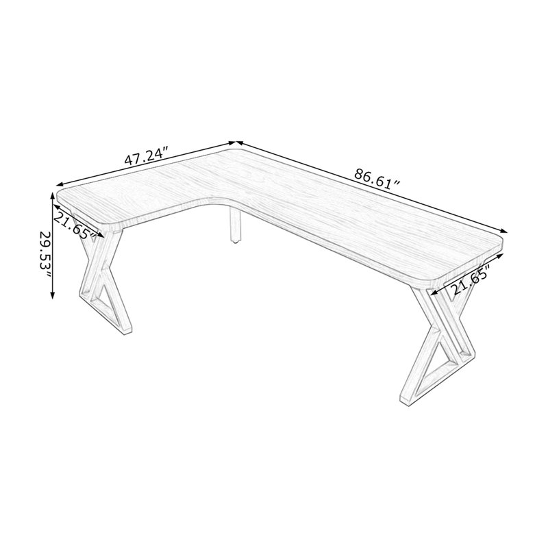 Bureau d'angle moderne en forme de L, H 29,53 po x l 86,61 po x P 47,24 po, Gauche