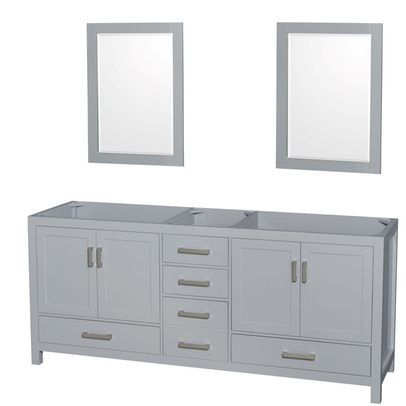 Sheffield 79" Double Bathroom Vanity Base Only, Gray