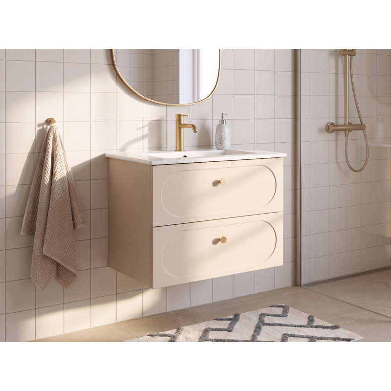 Wanlin 60 mm Wall Mounted Single Vanity with Integrated Ceramic Basin