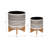 Ceramic and Stoneware Planters with Bamboo Stands - Set of 2-1023782279-973805836-980794185