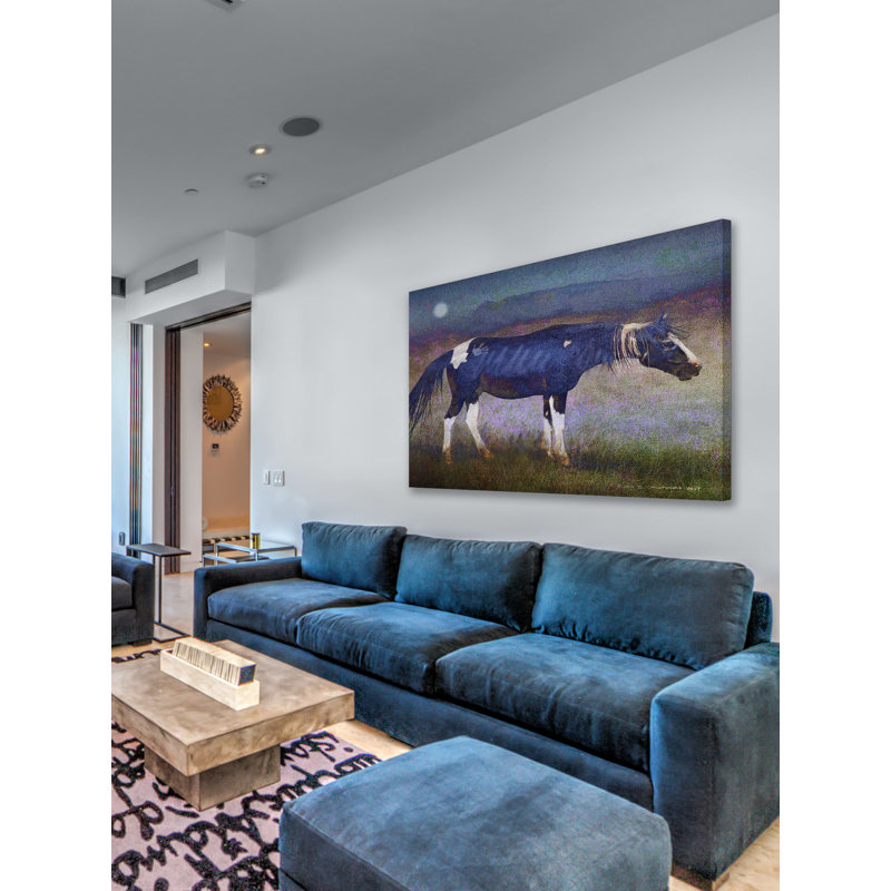 « black cheval » par chris exercice, reproduction d’art sur toile tendue, H 24 po x l 31 po