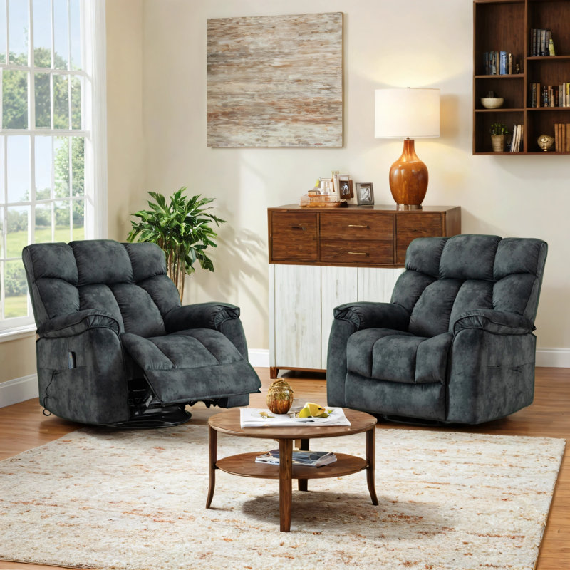 Fauteuil inclinable manuel pivotant en microfibre Idrissi, Noir, noir, noir, noir