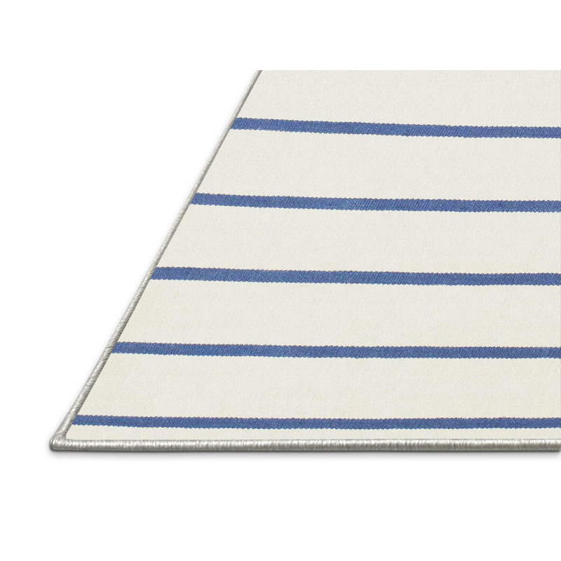 Blanc contemporain/Tapis décoratif bleu, Rectangle 3 pi x 5 pi