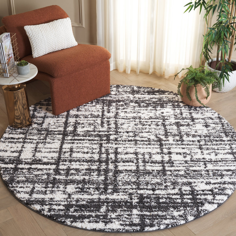 Rumi Shag Performance Abstract Rug, Round 6'7"