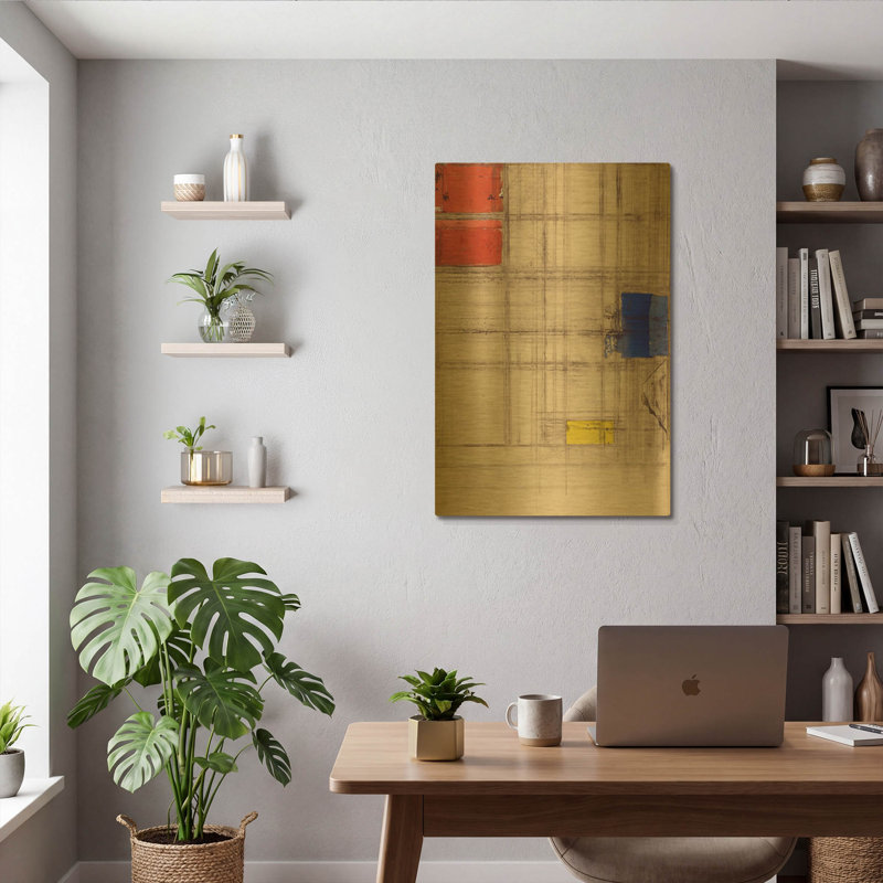 «Study for a Composition, 1940-1941» par Piet Mondrian, art mural en métal doré, 24 po x 36 po, 24 po x 36 po