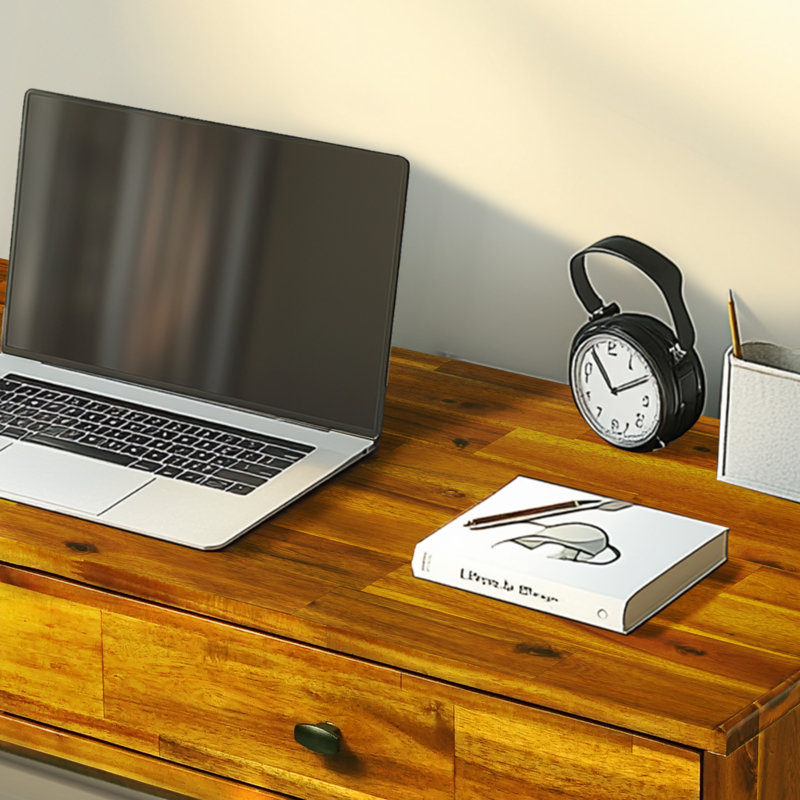 Table de travail en bois massif avec tiroirs 48 po, Caramel