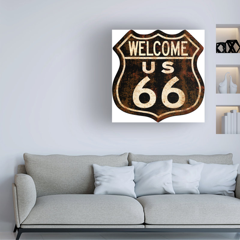 Route 66 patiné par RetroPlanet, H 35 po x l 35 po x P 2 po