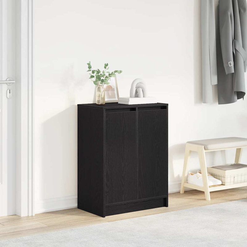 Shoe Cabinet 57X34x76 Cm Engineered Wood, Black Oak