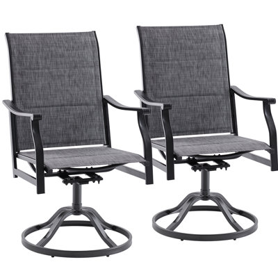 Ensemble de 2 chaises de patio pour l'extérieur, chaise de patio pivotante pour l'extérieur avec tissu en polyester enduit de PVC rembourré, sièges d'extérieur toutes saisons, confort ergonomique, sièges pour la cour, le balcon et le jardin