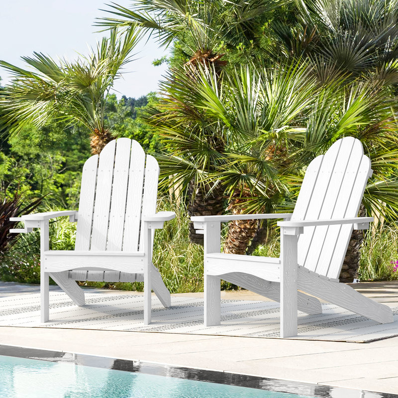 Hackneyville Outdoor Adirondack Chair, White