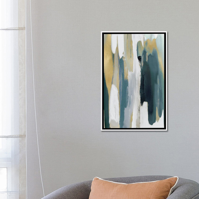 Converge Teal II - reproduction d'art murale - toile encadrée, Toile à cadre flottant sans passe-partout, H 26 po x l 18 po